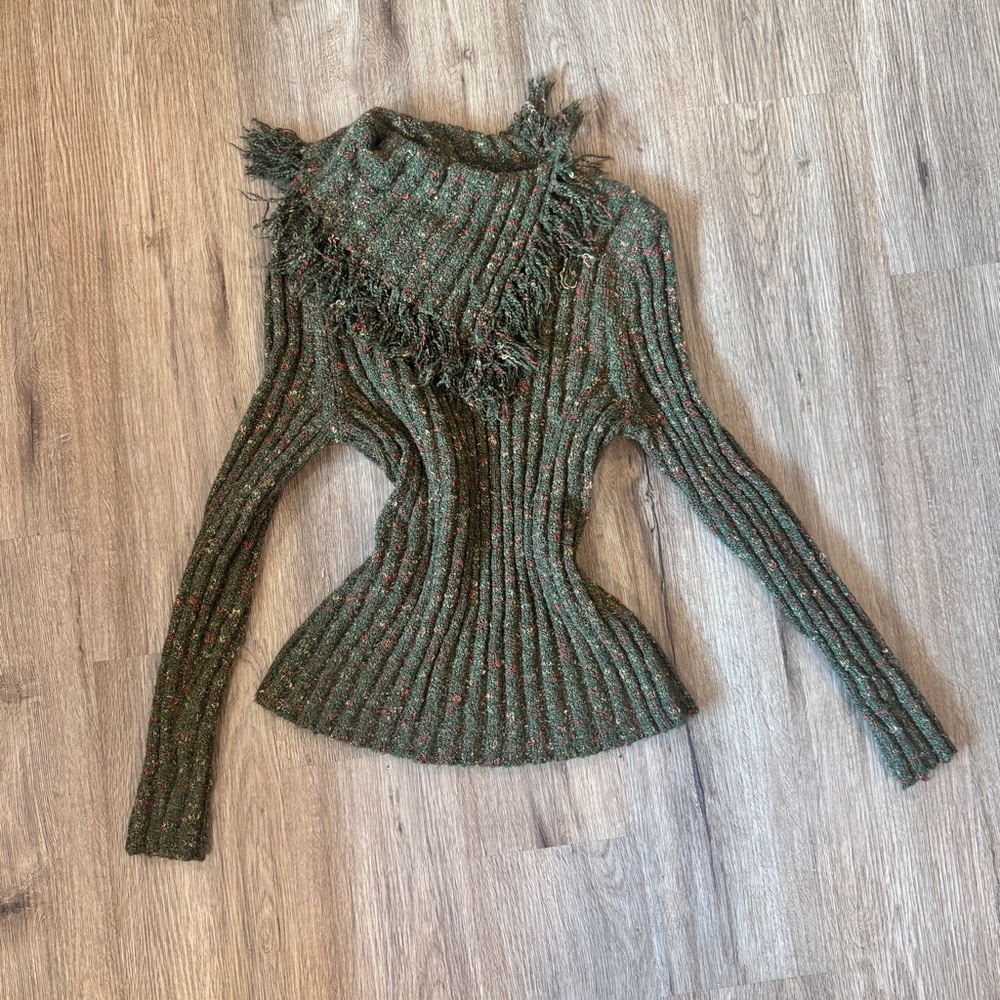 Alfred Dunner Textured Olive Sweater PM